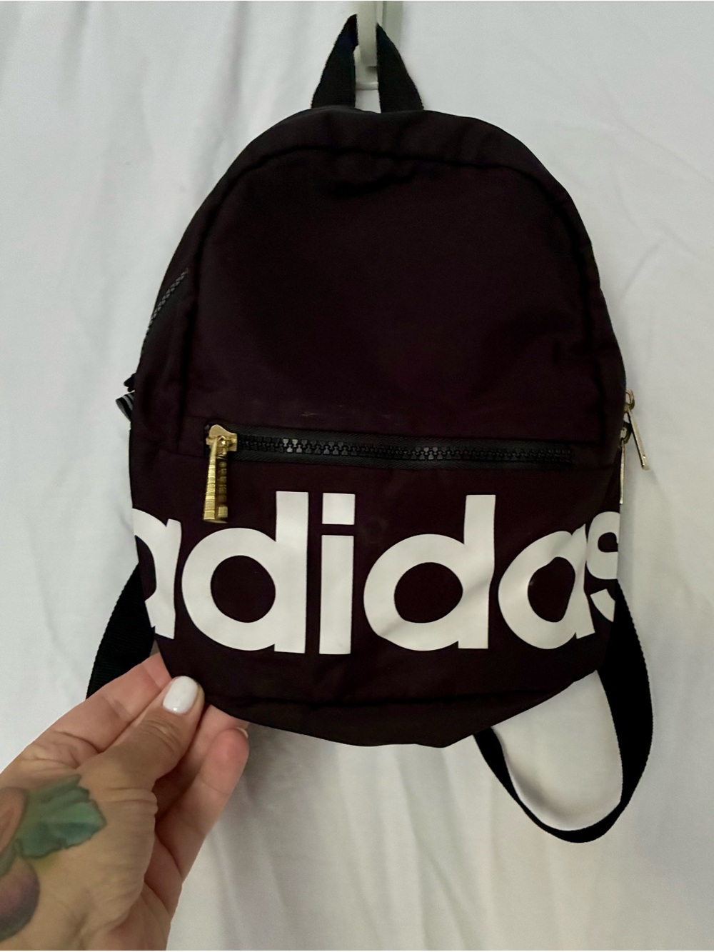 adidas Black Mini Backpack with White Logo